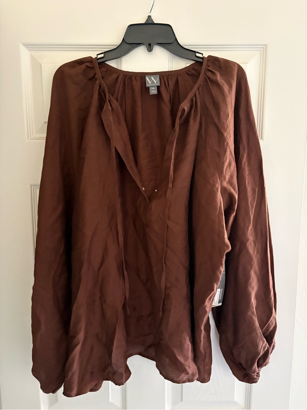 W by Worthington SZ XXL Brown Peasant Blouse